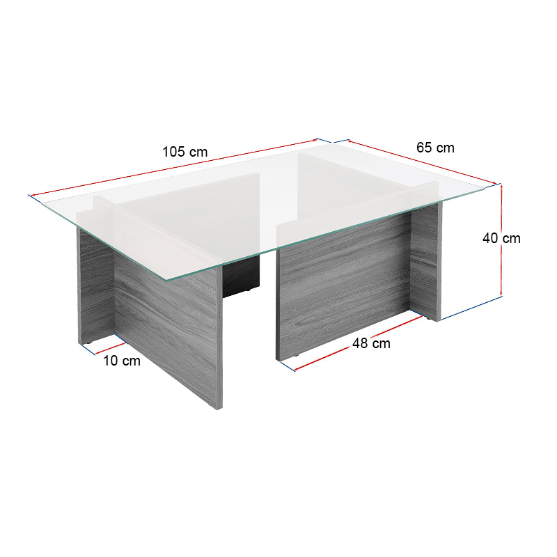 Τραπεζάκι σαλονιού Vetrino Megapap γυάλινο χρώμα travertine 105x65x40εκ. - Image 6