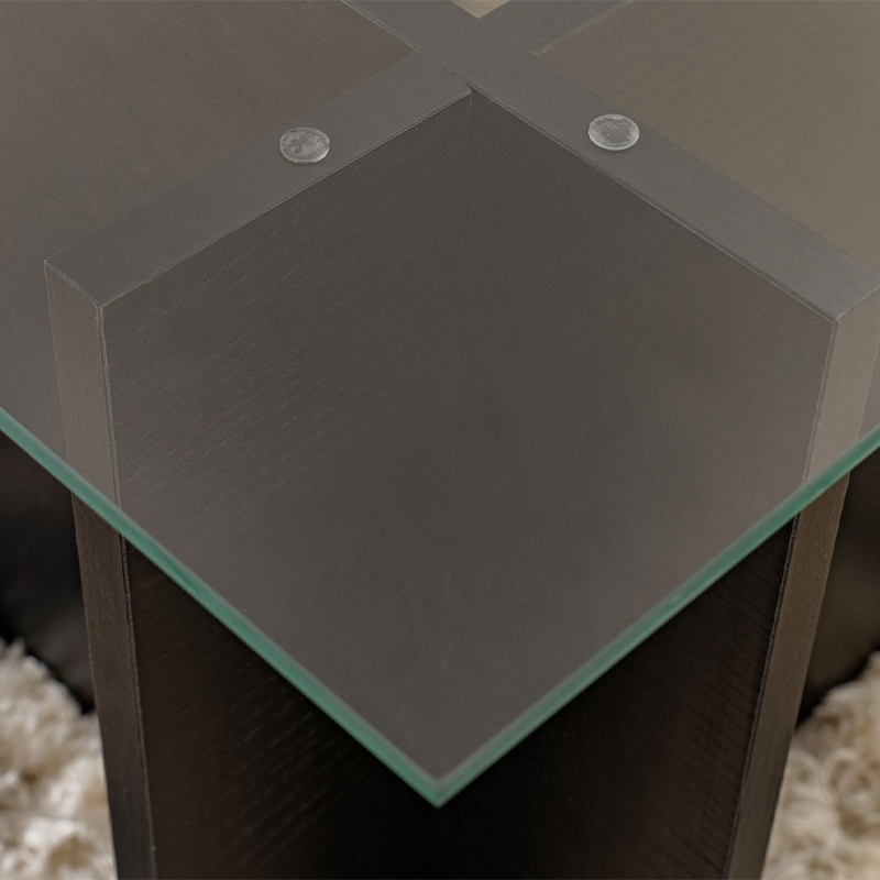 Τραπεζάκι σαλονιού Vetrino Megapap γυάλινο χρώμα μαύρο 105x65x40εκ. - Image 3