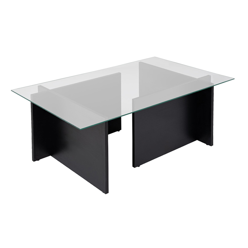 Τραπεζάκι σαλονιού Vetrino Megapap γυάλινο χρώμα μαύρο 105x65x40εκ. - Image 5