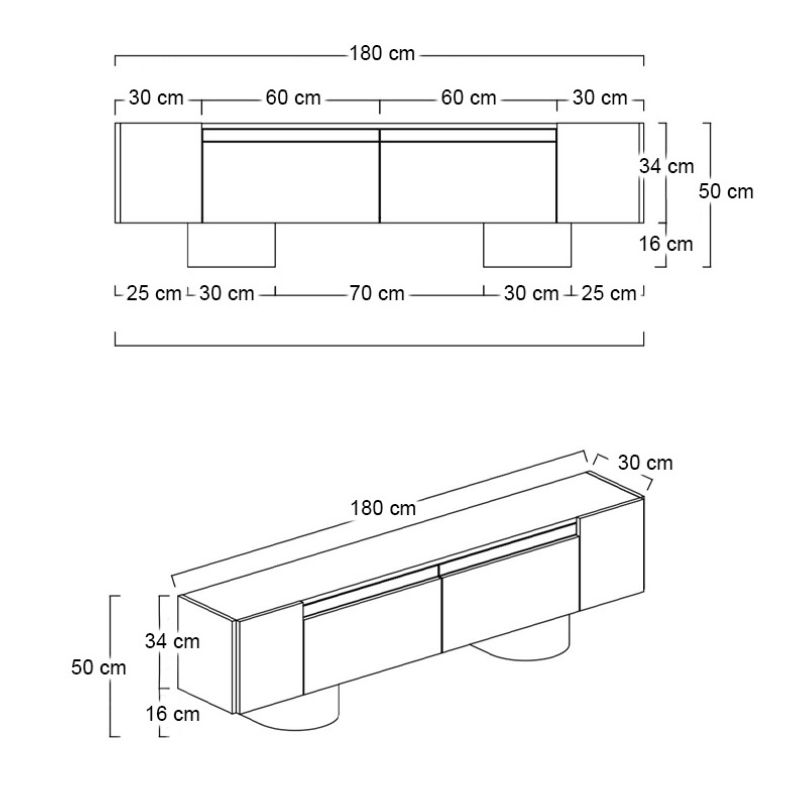 Έπιπλο τηλεόρασης Haven Megapap χρώμα ανθρακί 180x30x50εκ. - Image 8