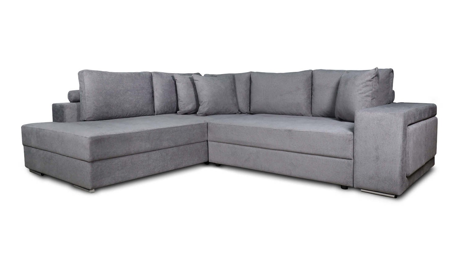 Karina Γωνιακός καναπές κρεβάτι με αποθηκευτικό χώρο & 2 σκαμπό 278x218εκ. Γκρι Ανοιχτό Αριστερή Γωνία - Image 2