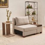 Πολυθρόνα - κρεβάτι Perenna Megapap υφασμάτινη χρώμα κρεμ 116x93x83εκ.