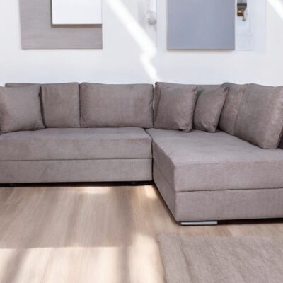 Karina Γωνιακός καναπές κρεβάτι με αποθηκευτικό χώρο & 2 σκαμπό 278x218εκ. Μπεζ σκούρο Δεξιά Γωνία