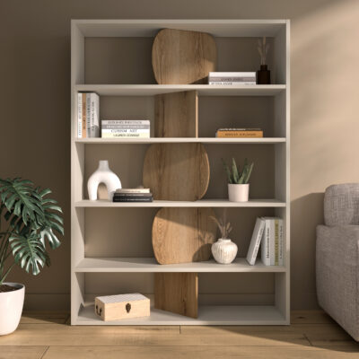 Manosque βιβλιοθήκη με 4 ράφια 125x36x175εκ. Grege / Helvezia Oak