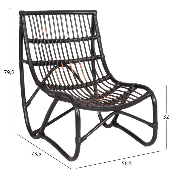 ΠΟΛΥΘΡΟΝΑ GRINN HM9815.02 ΡΑΒΔΟΙ RATTAN ΣΕ ΜΑΥΡΟ--Β' ΔΙΑΛΟΓΗΣ 56,5x73,5x79,5Υεκ. - Image 2