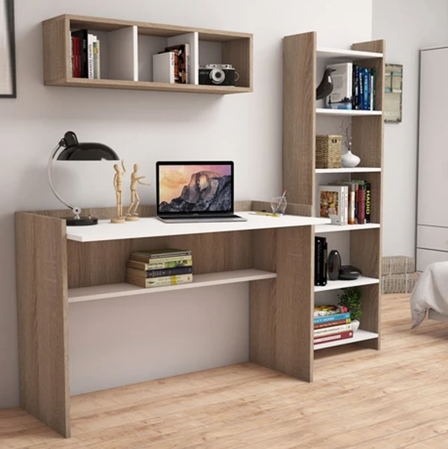 ΣΕΤ ΓΡΑΦΕΙΟΥ 3ΤΜΧ HM11776.12 ΜΕΛΑΜΙΝΗ ΣΕ SONOMA ΚΑΙ ΛΕΥΚΟ ΧΡΩΜΑ - Image 2