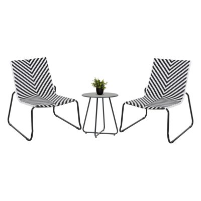 ΣΕΤ LOUNGE 3TMX ΕΞ.ΧΩΡΟΥ PONY HM21193 ΜΕΤΑΛΛΟ ΣΕ ΓΚΡΙ--ΣΥΝΘ.RATTAN ΣΕ ΛΕΥΚΟ-ΜΑΥΡΟ