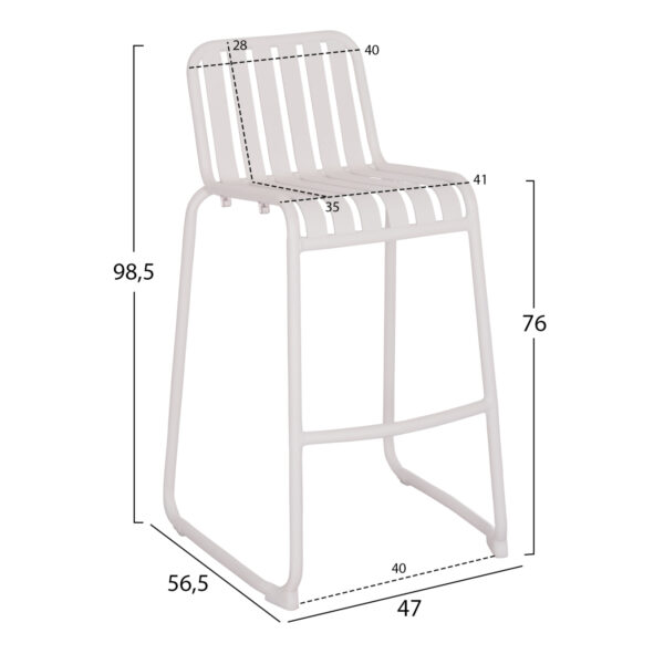 ΣΚΑΜΠΟ ΜΠΑΡ ΑΛΟΥΜΙΝΙΟΥ RACHEL HM6341.02 ΛΕΥΚΟ 47x56,5x98,5Υεκ. - Image 2