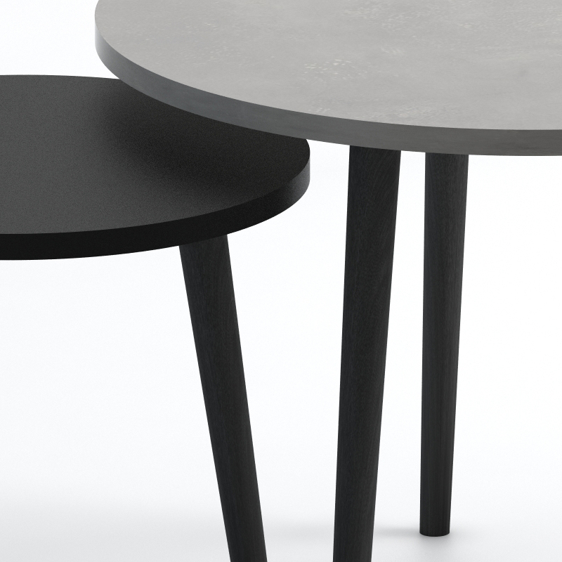 Τραπεζάκι σαλονιού σετ 2 τμχ Roma Megapap χρώμα γκρι ρετρό - μαύρο 60x60x46εκ. - Image 2