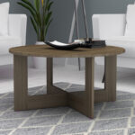 Τραπεζάκι σαλονιού Kati Megapap χρώμα καρυδί Ø80x42εκ.