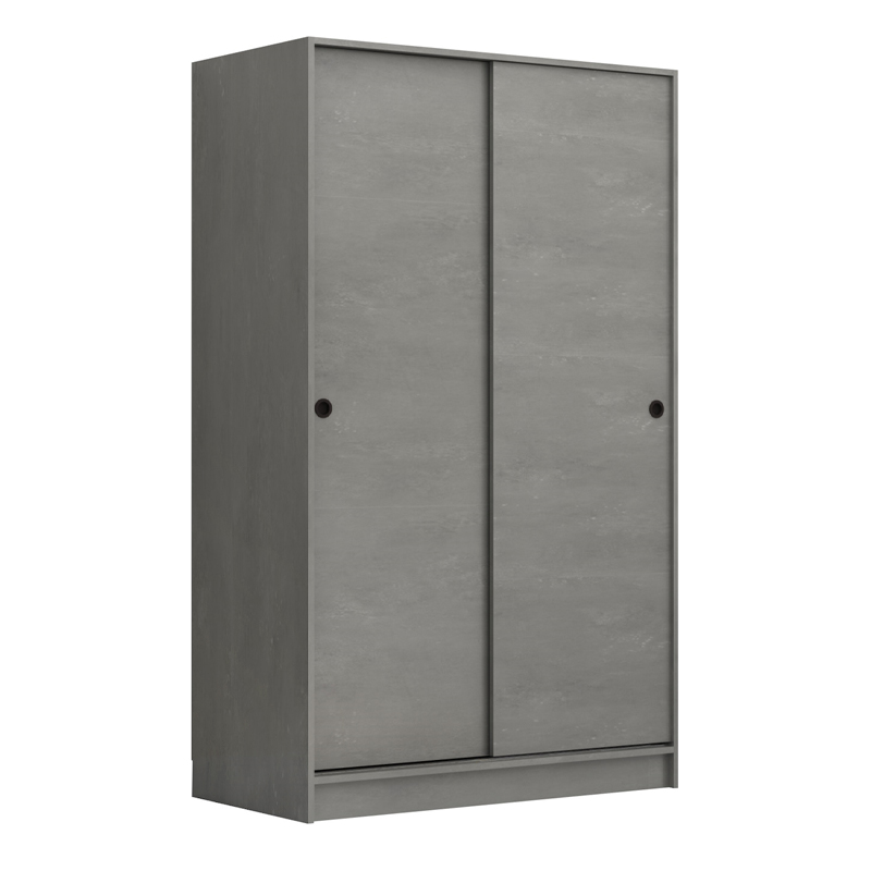 Ντουλάπα ρούχων Regio Megapap δίφυλλη συρόμενη χρώμα γκρι σκυροδέματος 120x60x200εκ. - Image 4