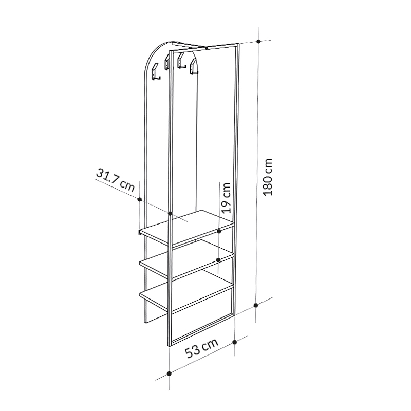 Έπιπλο εισόδου Archy Megapap χρώμα ανοιχτό καρυδί 53x31,7x180εκ. - Image 6