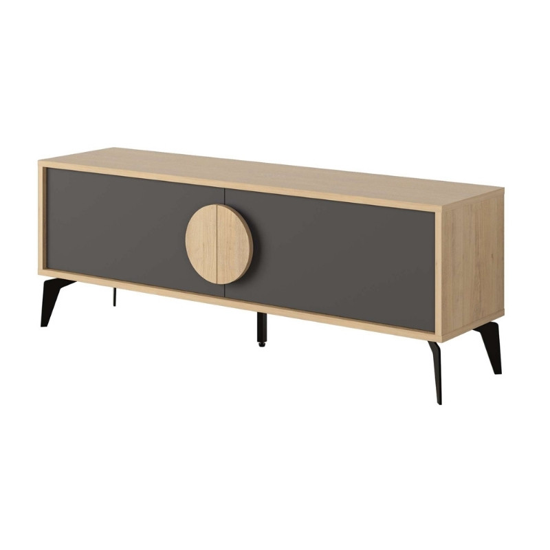 Έπιπλο τηλεόρασης Gora Megapap χρώμα sapphire oak - silky black 140x35,6x51εκ. - Image 5
