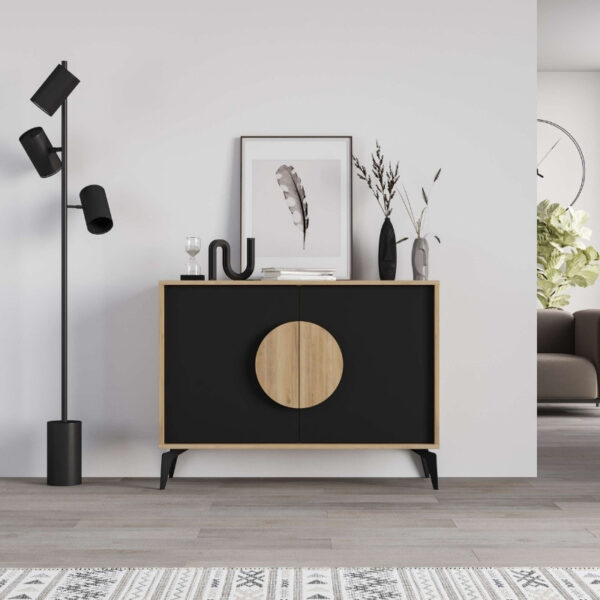 Μπουφές Gora Megapap χρώμα sapphire oak - silky black 110x40x82εκ. - Image 2