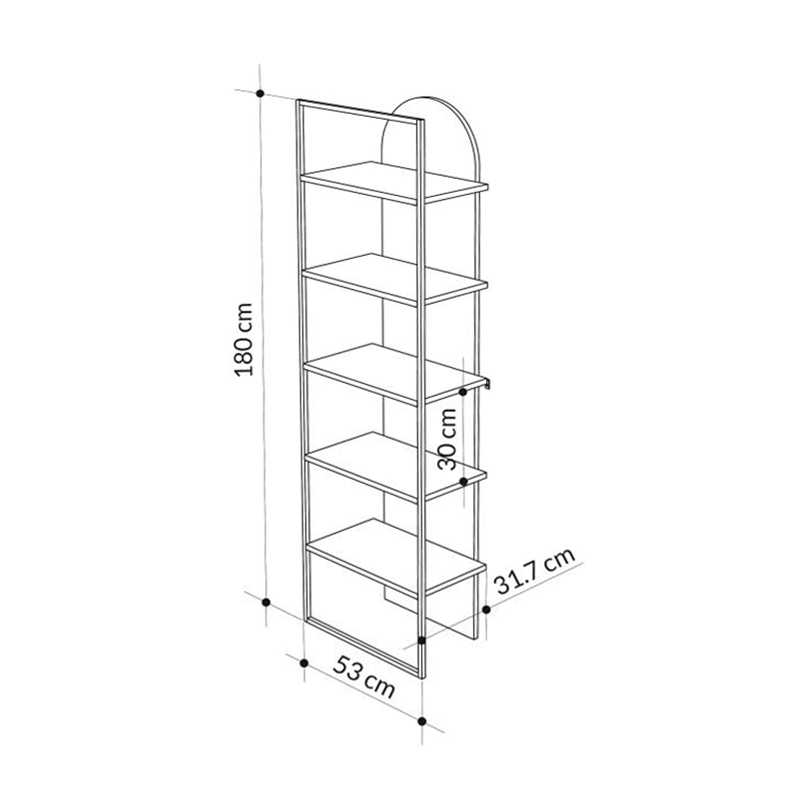 Βιβλιοθήκη Archy Megapap χρώμα γκρι ρετρό 53x31,7x180εκ. - Image 4
