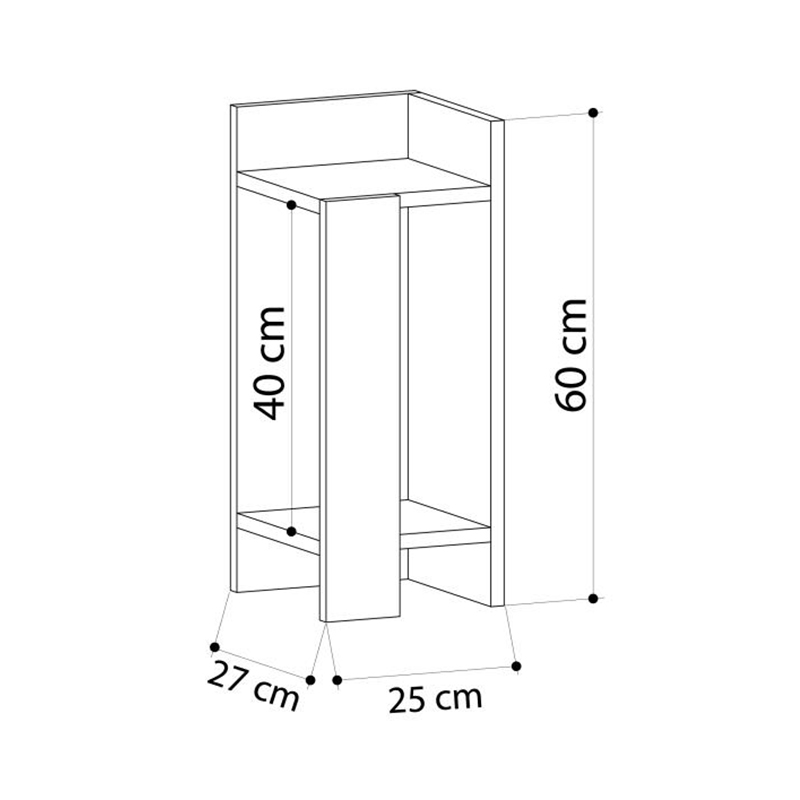 Κομοδίνο Elos Megapap δεξί χρώμα λευκό αντικέ - γκρι ρετρό 25x27x60εκ. - Image 3