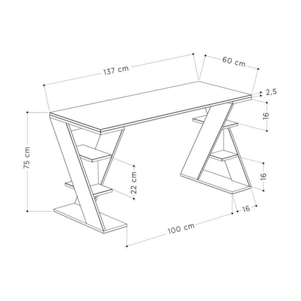 Γραφείο εργασίας Papillon Megapap χρώμα ανθρακί - λευκό 137x60x75εκ - Image 4