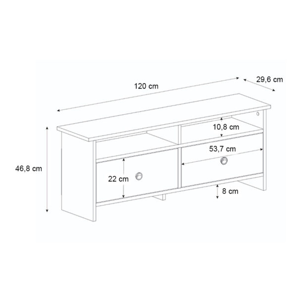 Έπιπλο τηλεόρασης Gradias Megapap χρώμα λευκό - sapphire oak 120x29,6x46,8εκ. - Image 5
