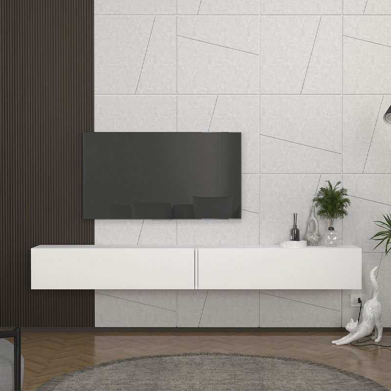 Έπιπλο τηλεόρασης επιτοίχιο Espanse Megapap χρώμα λευκό 241,8x31,7x30εκ. - Image 3