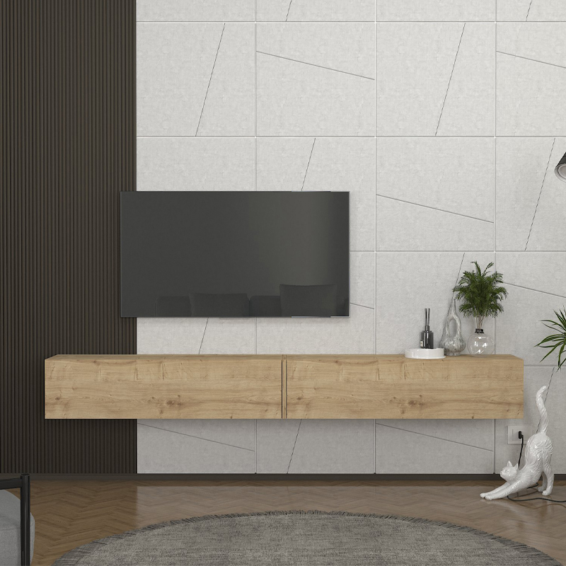 Έπιπλο τηλεόρασης επιτοίχιο Espanse Megapap χρώμα sapphire oak 241,8x31,7x30εκ. - Image 3