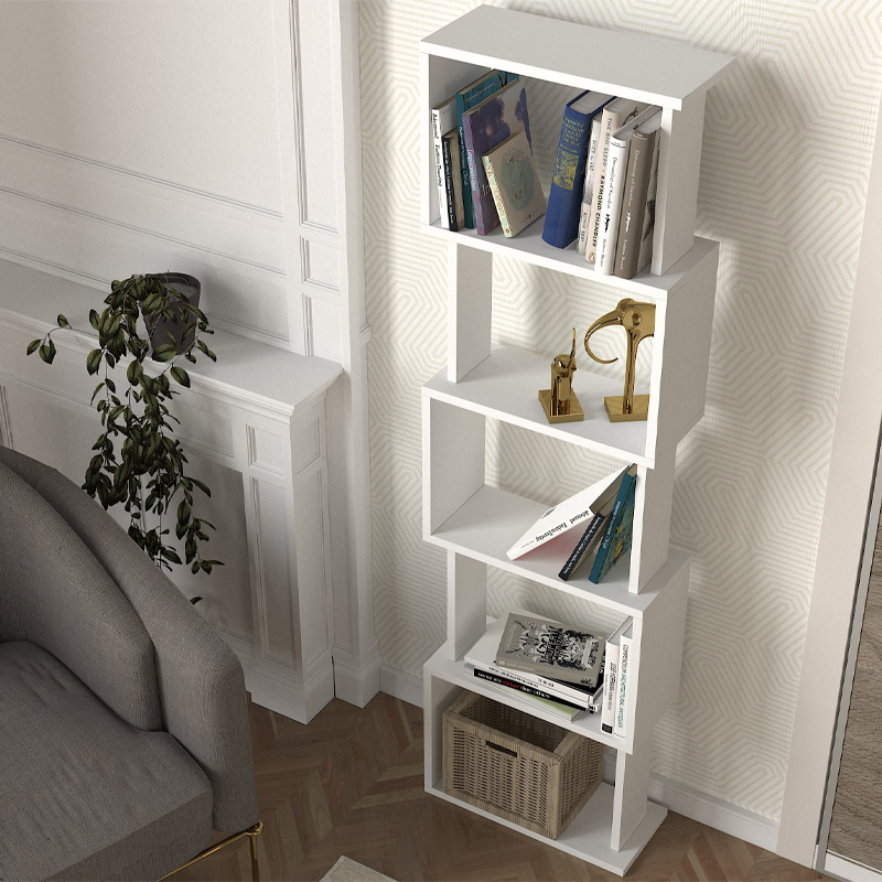 Βιβλιοθήκη Alvina Megapap χρώμα λευκό 45x19,6x158,8εκ. - Image 2