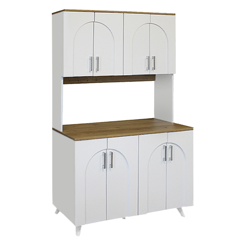 Έπιπλο κουζίνας Kalira 4 Megapap χρώμα λευκό - rota oak 120x40x196εκ. - Image 4