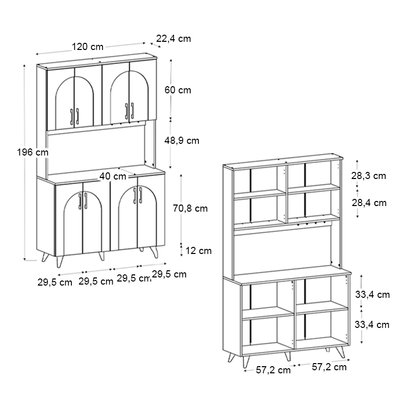 Έπιπλο κουζίνας Kalira 4 Megapap χρώμα λευκό - rota oak 120x40x196εκ. - Image 5