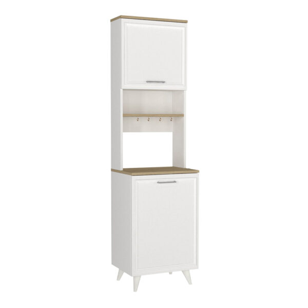 Έπιπλο κουζίνας Potter 1 Megapap χρώμα λευκό - rota oak 53,4x39,6x196,1εκ. - Image 4