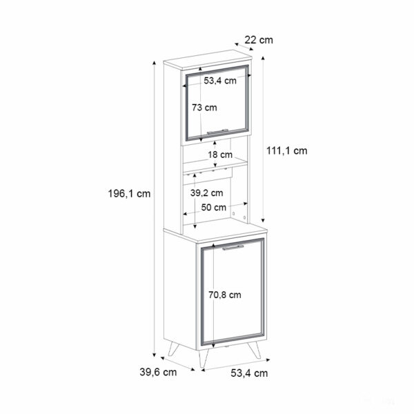 Έπιπλο κουζίνας Potter 1 Megapap χρώμα λευκό - rota oak 53,4x39,6x196,1εκ. - Image 5