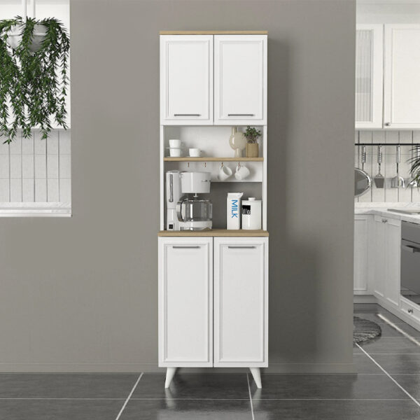 Έπιπλο κουζίνας Potter 2 Megapap χρώμα λευκό - rota oak 60x40x196,1εκ. - Image 2