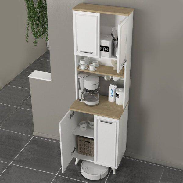 Έπιπλο κουζίνας Potter 2 Megapap χρώμα λευκό - rota oak 60x40x196,1εκ. - Image 3