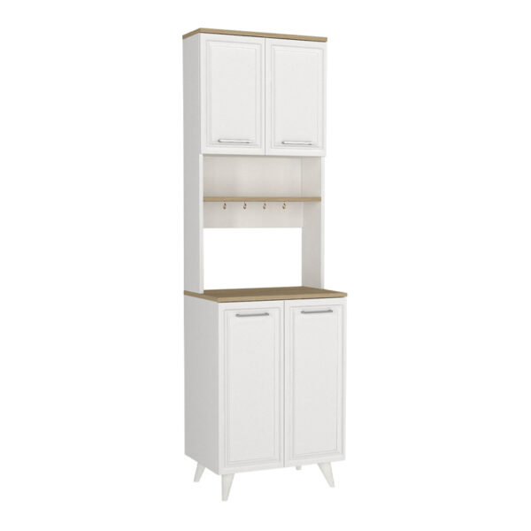 Έπιπλο κουζίνας Potter 2 Megapap χρώμα λευκό - rota oak 60x40x196,1εκ. - Image 4