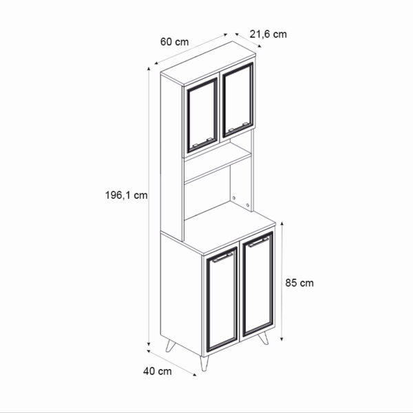 Έπιπλο κουζίνας Potter 2 Megapap χρώμα λευκό - rota oak 60x40x196,1εκ. - Image 5