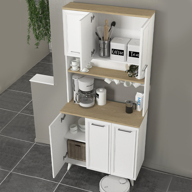 Έπιπλο κουζίνας Potter 3 Megapap χρώμα λευκό - rota oak 90x40x196,1εκ. - Image 3