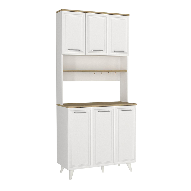 Έπιπλο κουζίνας Potter 3 Megapap χρώμα λευκό - rota oak 90x40x196,1εκ. - Image 4