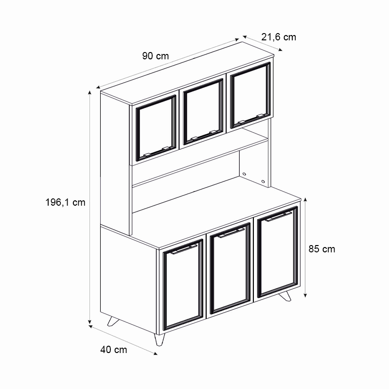 Έπιπλο κουζίνας Potter 3 Megapap χρώμα λευκό - rota oak 90x40x196,1εκ. - Image 5