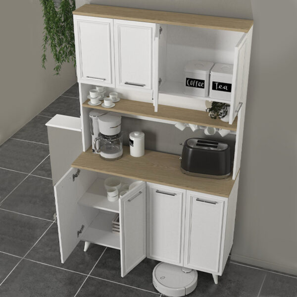 Έπιπλο κουζίνας Potter 4 Megapap χρώμα λευκό - rota oak 120x40x196,1εκ. - Image 3