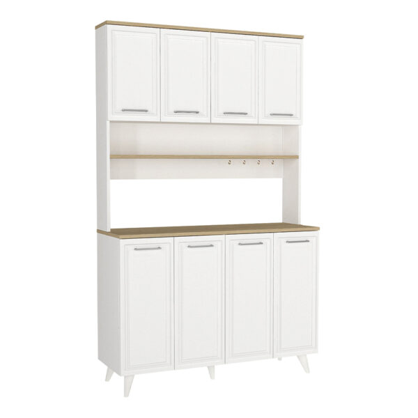Έπιπλο κουζίνας Potter 4 Megapap χρώμα λευκό - rota oak 120x40x196,1εκ. - Image 4