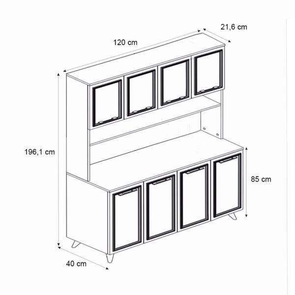 Έπιπλο κουζίνας Potter 4 Megapap χρώμα λευκό - rota oak 120x40x196,1εκ. - Image 5