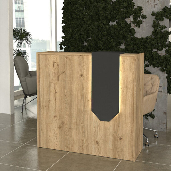 Γραφείο υποδοχής - reception Navita Megapap με LED χρώμα sepet oak - ανθρακί 113,6x42x111,8εκ. - Image 3