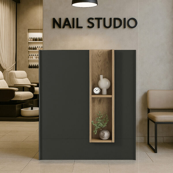 Γραφείο υποδοχής - reception Bonveno Megapap χρώμα ανθρακί - sepet oak 90x43,2x110εκ. - Image 4
