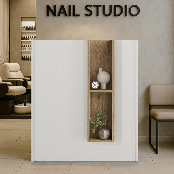 Γραφείο υποδοχής - reception Bonveno Megapap χρώμα λευκό - sepet oak 90x43,2x110εκ. - Image 2