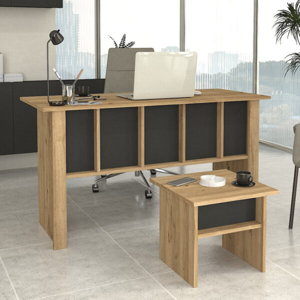 Γραφείο εργασίας Nika Megapap χρώμα sepet oak - ανθρακί 140x60x75εκ. - Image 3