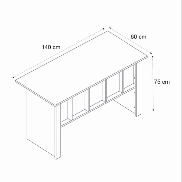Γραφείο εργασίας Nika Megapap χρώμα sepet oak - ανθρακί 140x60x75εκ. - Image 7