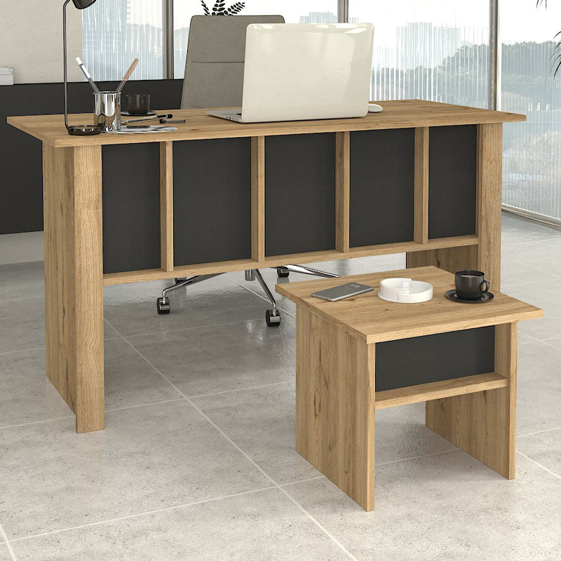 Τραπεζάκι σαλονιού - γραφείου Nika Megapap χρώμα sepet oak - ανθρακί 45x45x40εκ. - Image 3