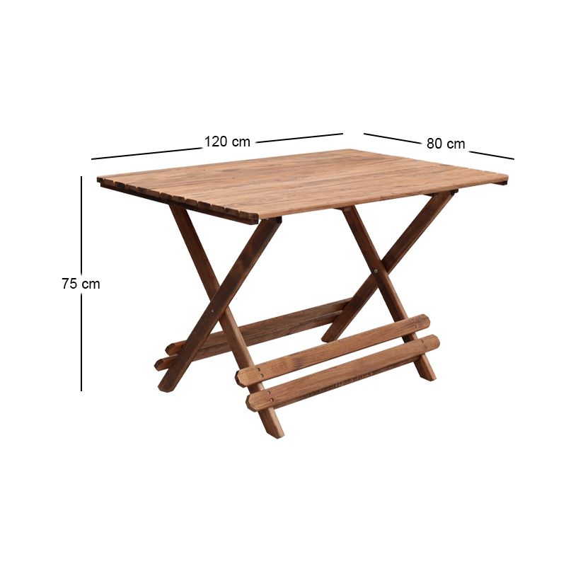 Τραπέζι πτυσσόμενο Queen Megapap από ξύλο οξιάς σε χρώμα καρυδί εμποτισμού 120x80x75εκ. - Image 5