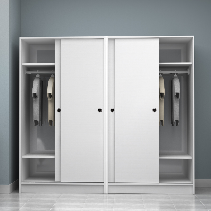 Ντουλάπα ρούχων Regio Megapap τετράφυλλη συρόμενη χρώμα λευκό 200x60x181εκ. - Image 2