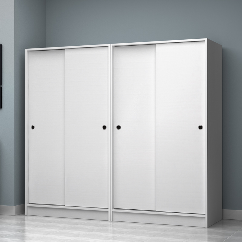 Ντουλάπα ρούχων Regio Megapap τετράφυλλη συρόμενη χρώμα λευκό 200x60x181εκ. - Image 3