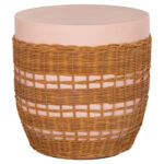 ΒΟΗΘΗΤΙΚΟ ΤΡΑΠΕΖΙ VILHENA HM18166 FIBER CEMENT ΡΟΖ-RATTAN ΦΥΣΙΚΟ Φ44.5x45Υεκ.