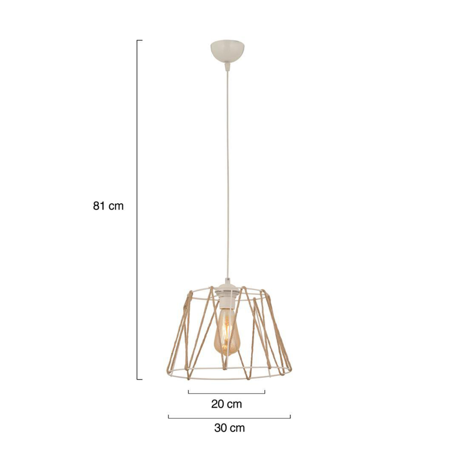 ΦΩΤΙΣΤΙΚΟ ΟΡΟΦΗΣ ΜΕΤΑΛΛΙΚΟ ΛΕΥΚΟ ΜΕ ΣΧΟΙΝΙ ΜΠΕΖ HM7566.03 Φ30x81Υ εκ. - Image 2